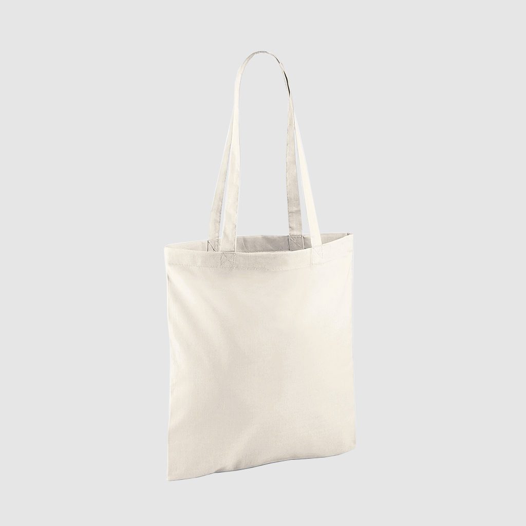 Custom shopper tote in black with long handles, shoulder carry and inexpensive option