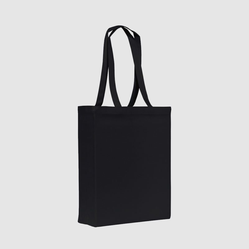 Custom long handle shopper, made from woven, cotton in black