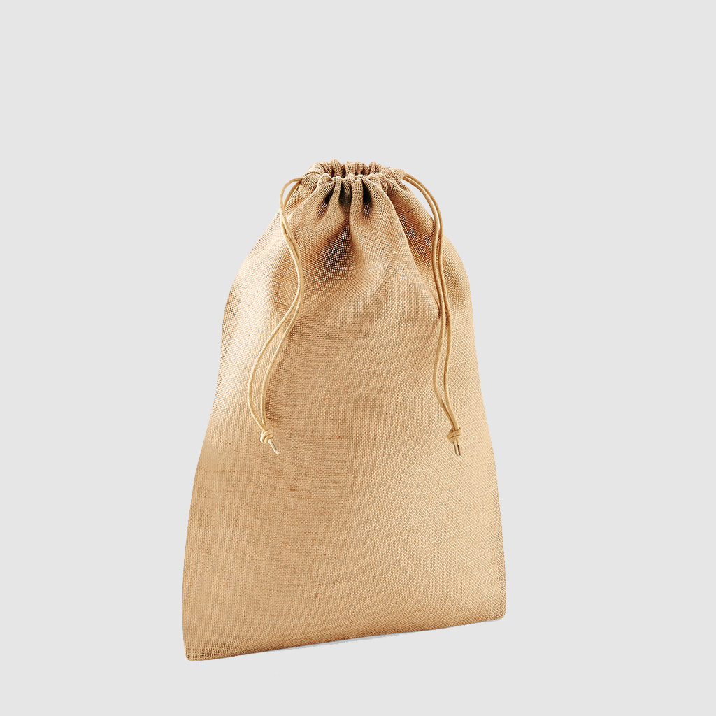 Custom Jute Drawstring Bag with double cord