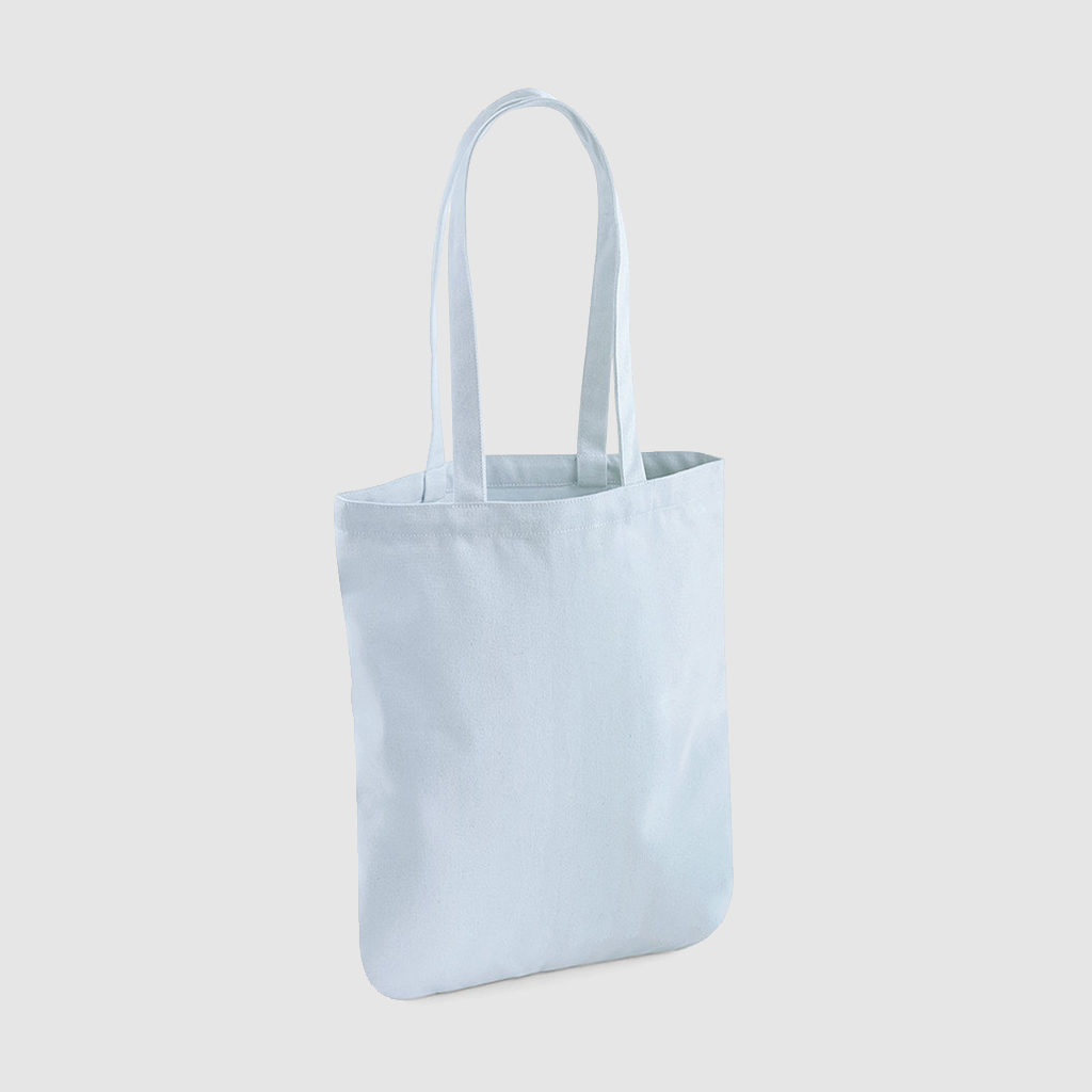 Custom organic eco cotton totes with long handles and black embroidery