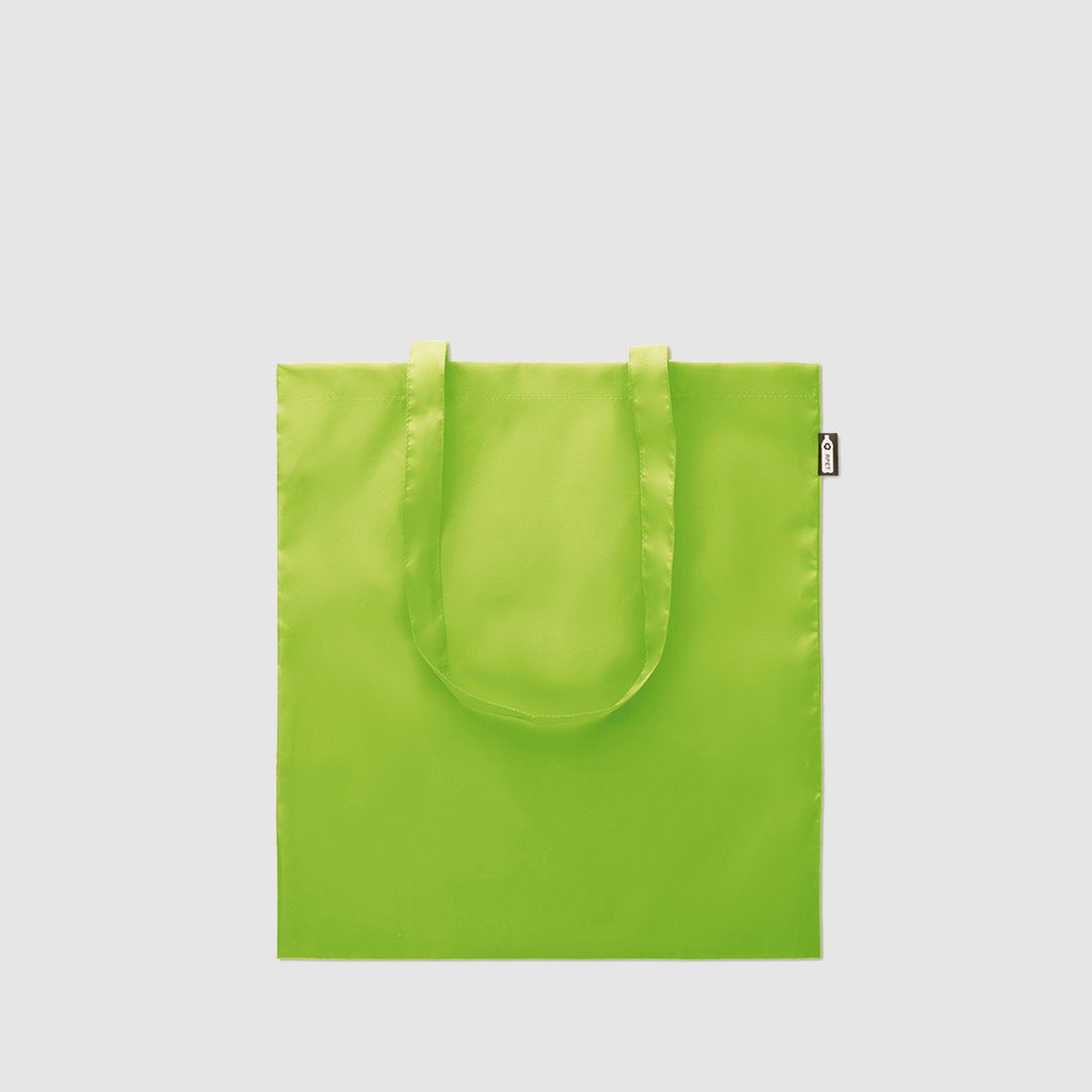 Custom lightweight RPET tote bag made with eco friendly material, recycled plastic bottles