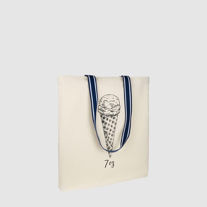 Herringbone tote bag with polyester handles, made with herringbone distinctive cotton