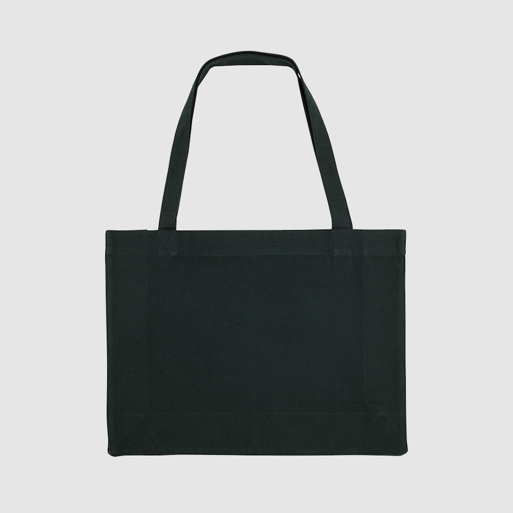 Recycled shopper bag in black, with long handles