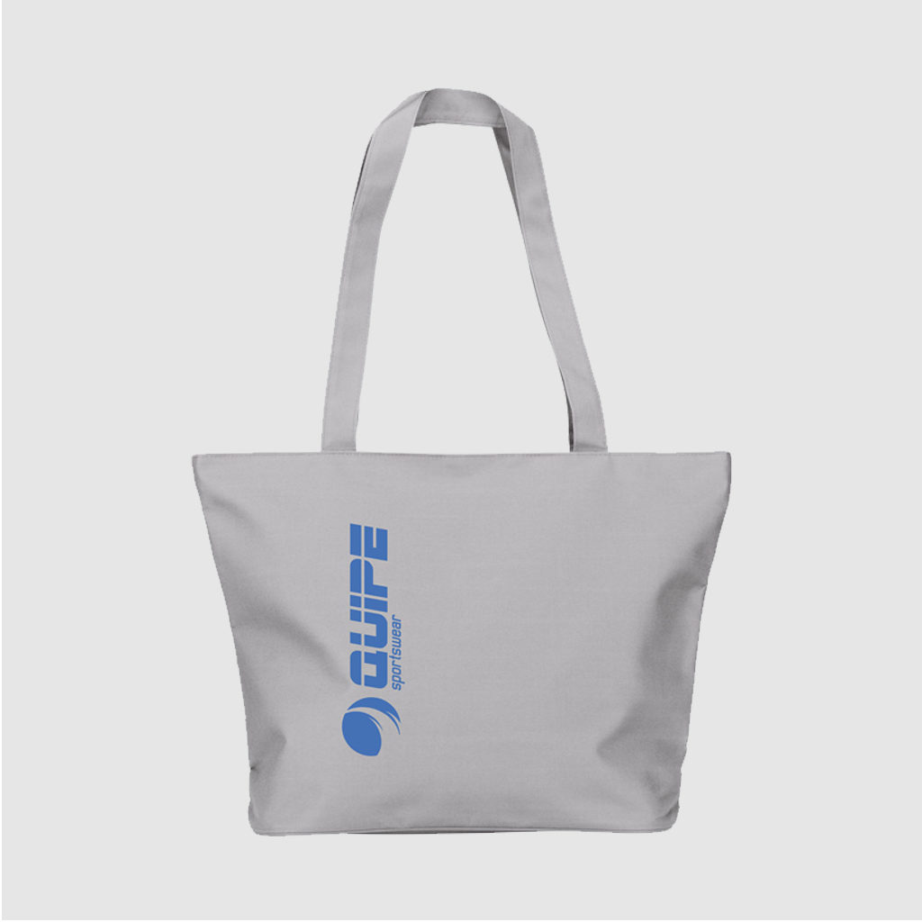 Custom long handle shopper made from polyester, with zipped pouch