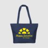 Custom long handle shopper tote made from polyester, with zipped pouch