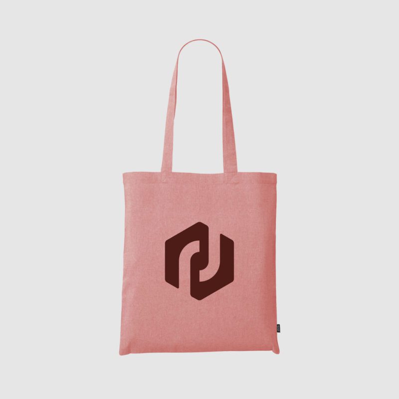 Custom recycled eco cotton tote bags with long handles