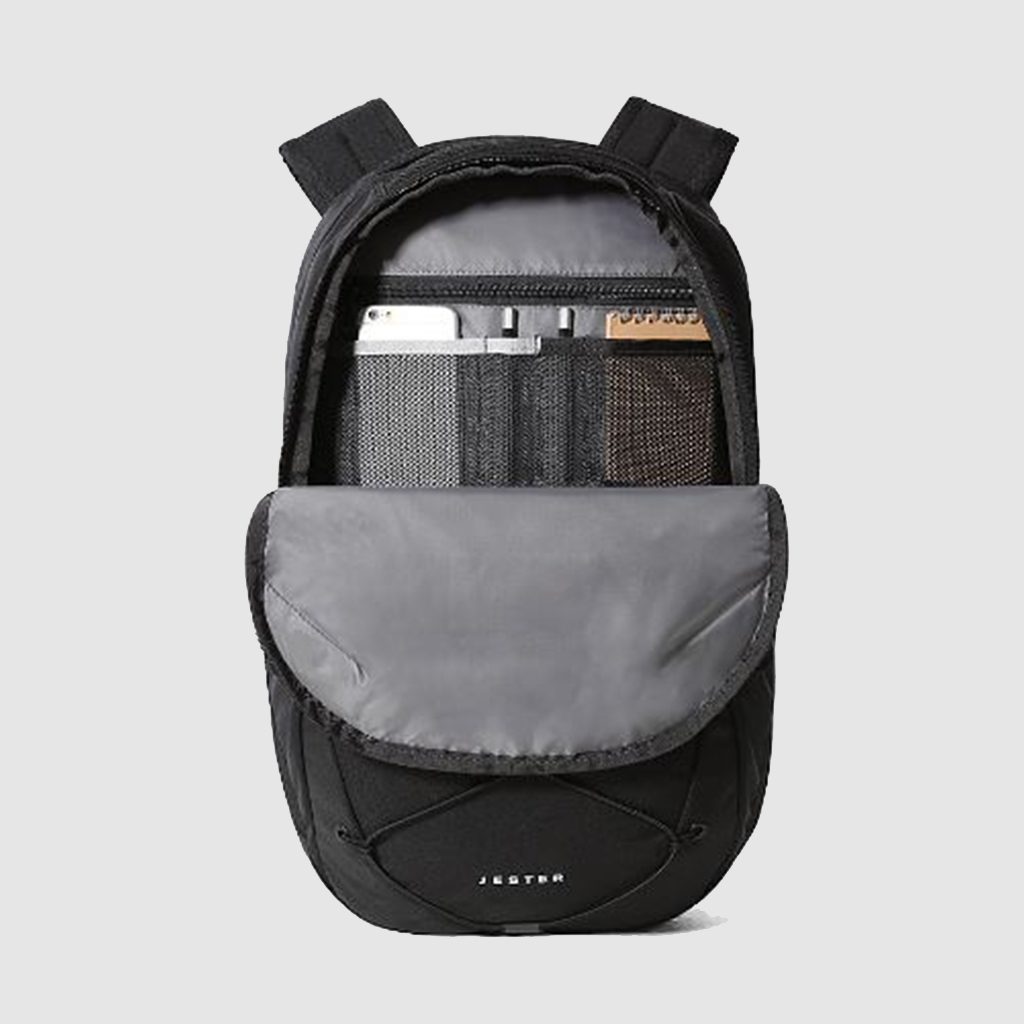 Open The North Face Jester 26L Backpack With Phone and Stationary Inside