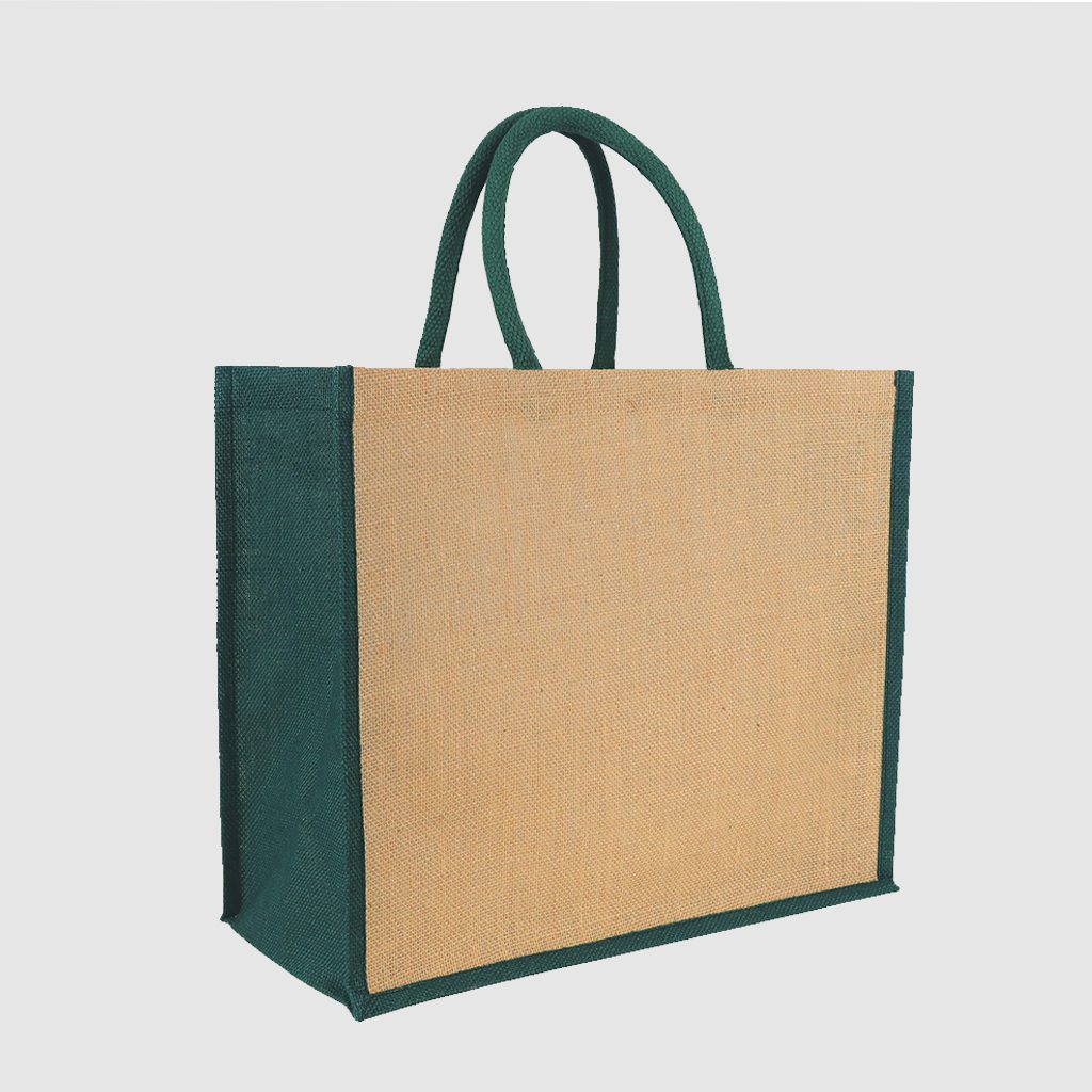 Custom pop sustainable fabric  jute tote bag with cotton webbed handles