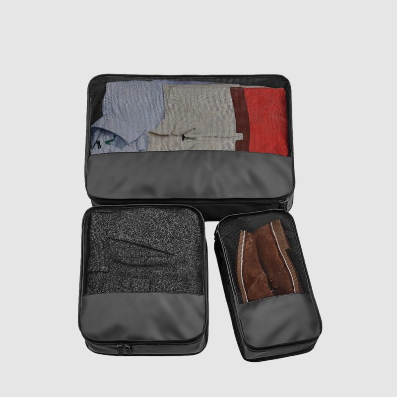 Custom escape packing cubes made from polyester, customisation options available, set of three