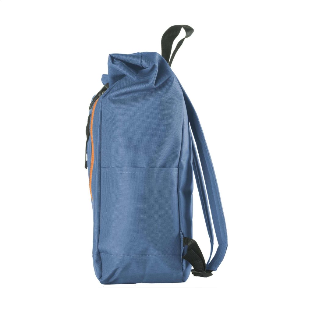 blue rucksack with roll top