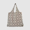 Eco cotton foldable shopping bag with black print on natural