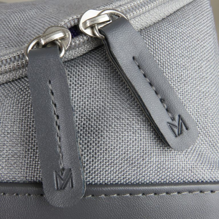 embossed vegan leather zip pull