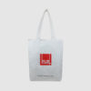 white tote bag with black lining