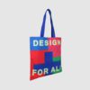all over print on tote bag bright colours on panels of bag and handles
