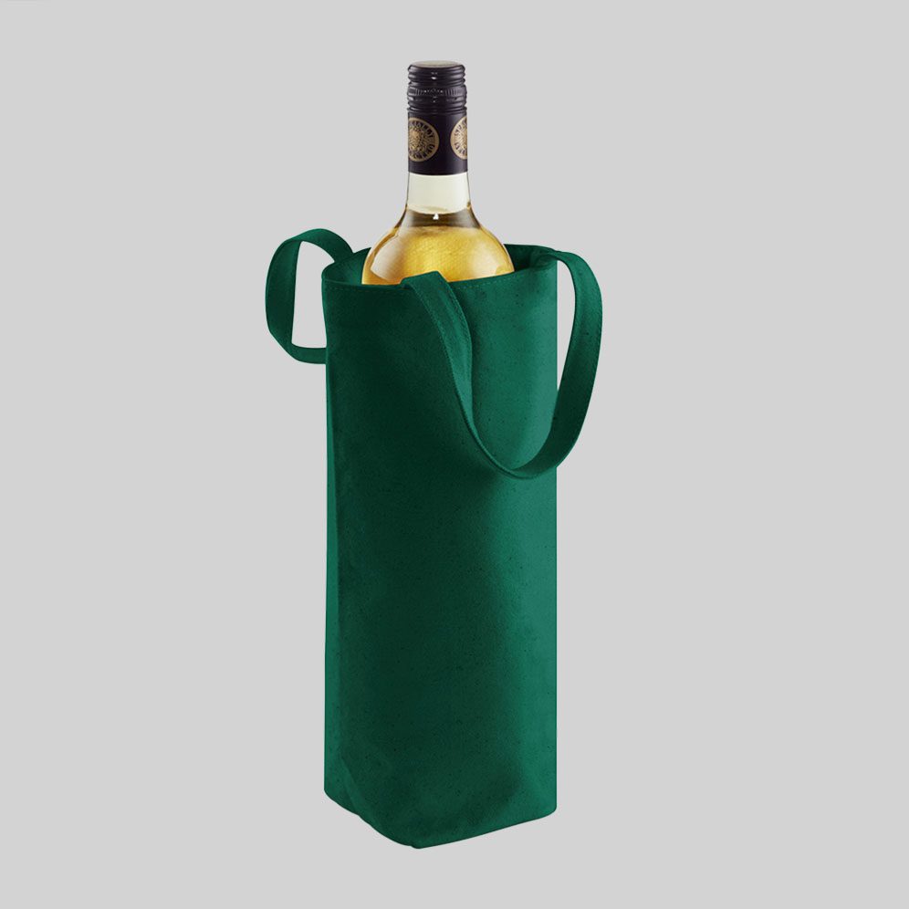Bottle Green 12oz Bottle Bag – Fairtrade Cotton With Wine Inside