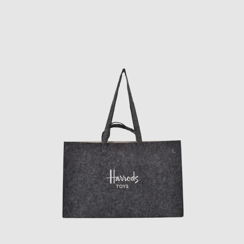felt bag in grey with Harrods embroidery