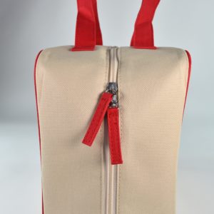 Custom carry case with neat red zip pull