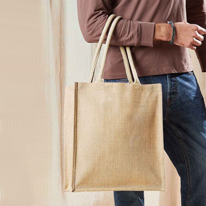 Man Handling Natural Jute Shopper Bag