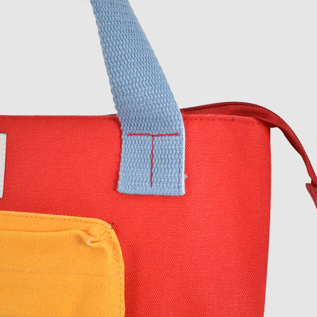Custom heavyweight canvas bag in primary bright colours