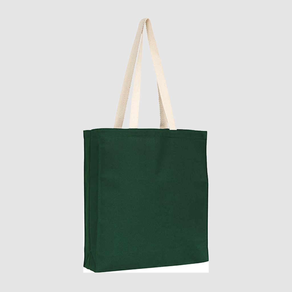 Forest Green/Natural 8oz Cotton Shopper Tote with Gusset