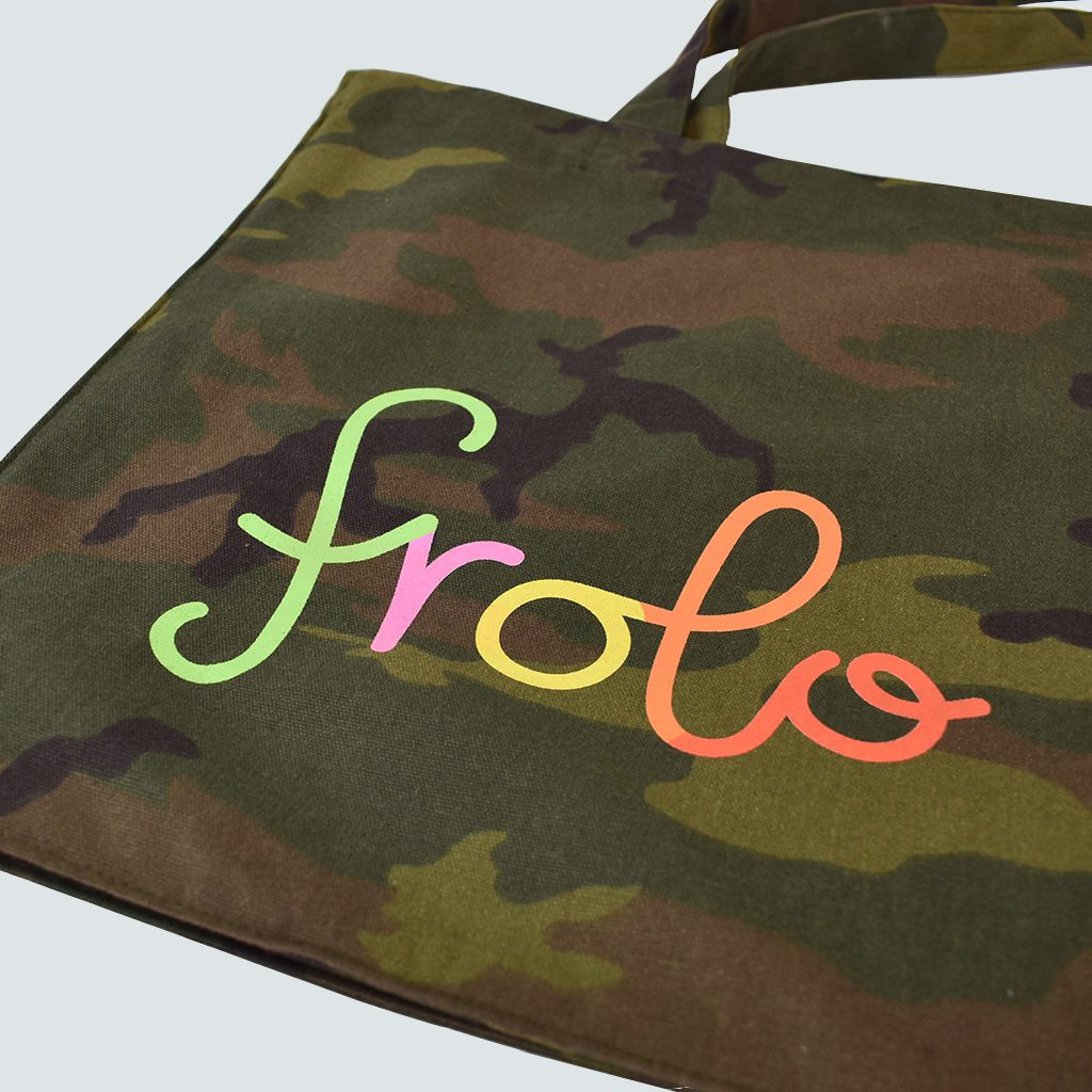 camouflage bag with bright print