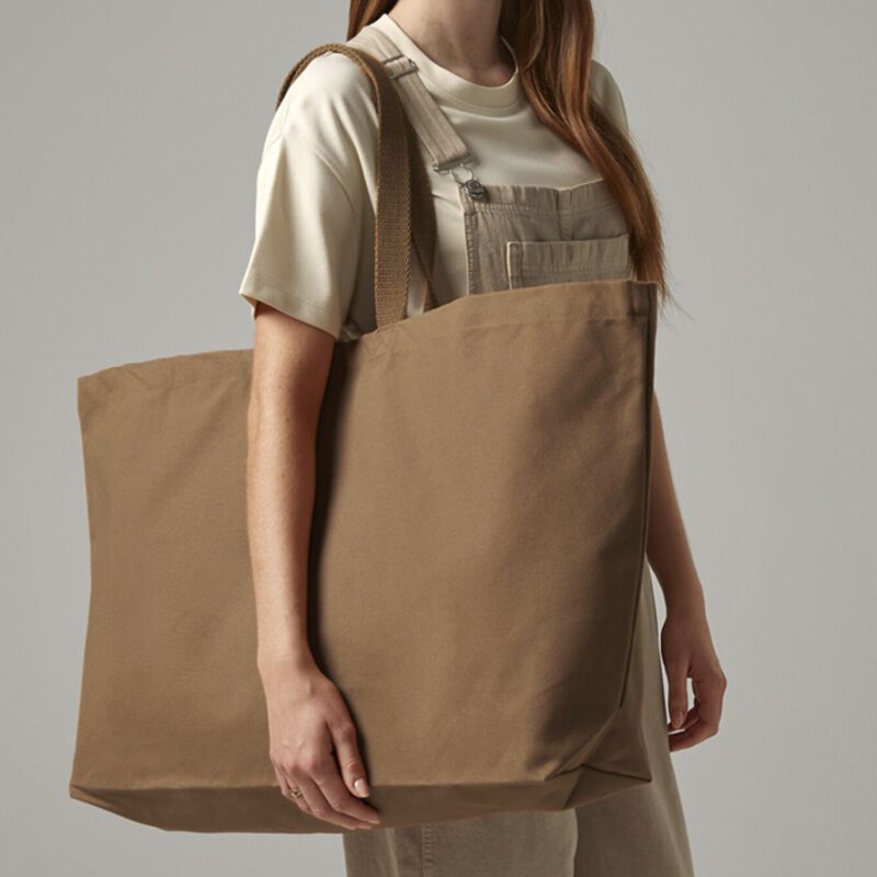 oversized brown canvas tote bag