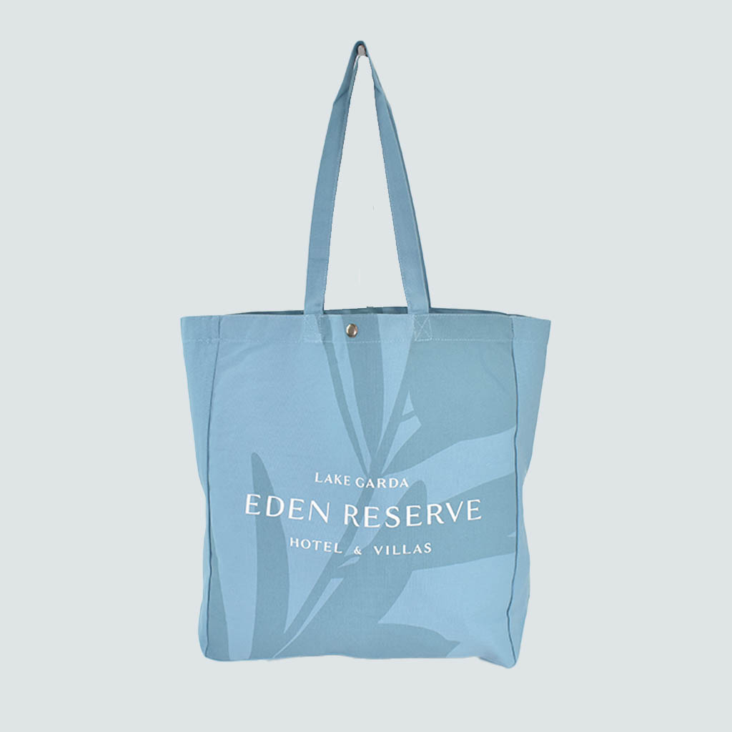 Edge to Edge Tote Bag with Interior Pockets and Popper Closure