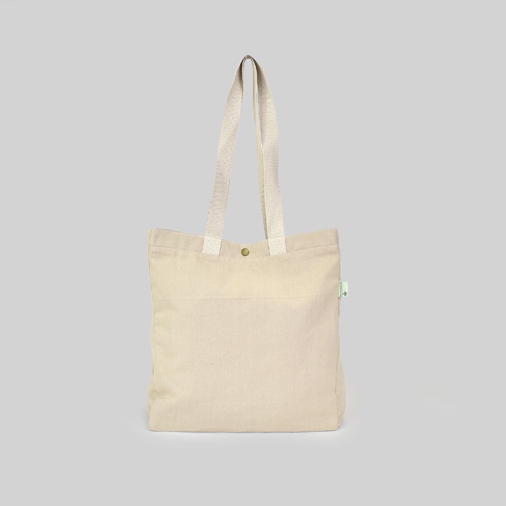 Recycled cotton popper tote