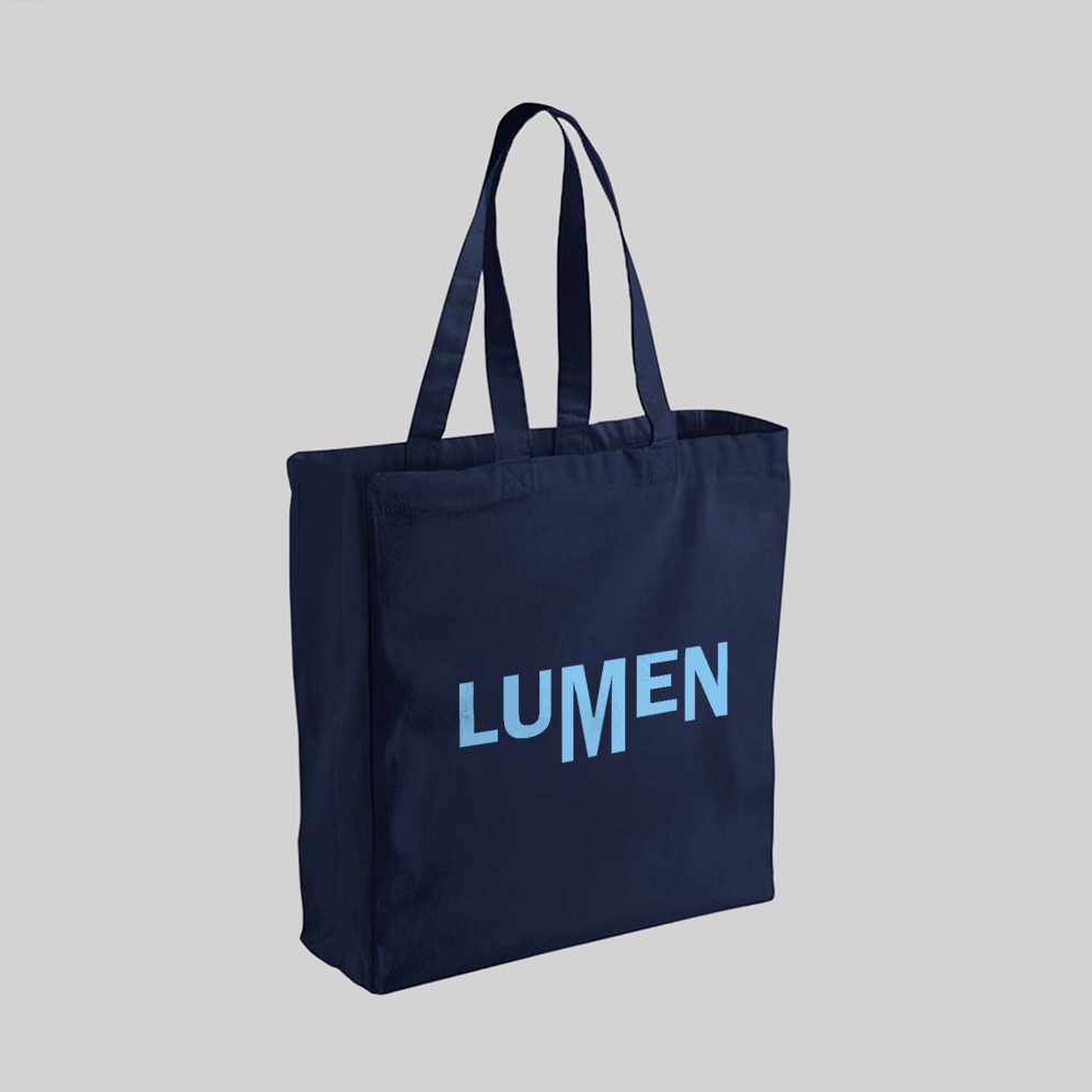 blue bag with light blue print